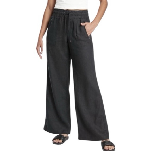 Athleta Cabo Wide Leg Linen Pants Sz 10P - Picture 1 of 11